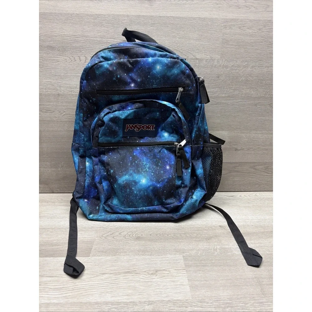 JanSport XL Big Student Laptop Backpack Cosmic Galaxy Blue Cyberspace Dimensions